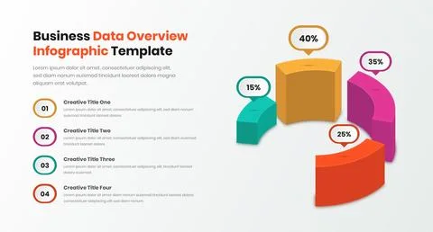 Business data overview and presentation infographic template with point tex.. Stock Illustration