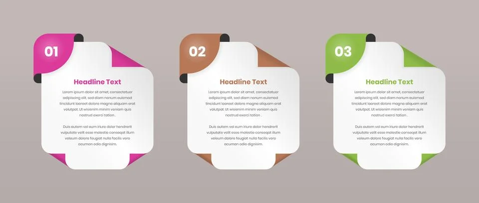 Business data presentation abstract step infographic layout on folded paper.. Stock Illustration