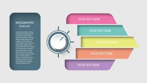 Business data presentation infographic template with 5 options or step Stock Illustration