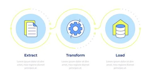 Business data processing infographic 3 steps Stock Illustration
