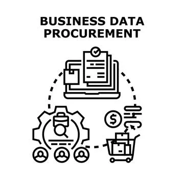 Business data procurement process acquiring information online Stock Illustration