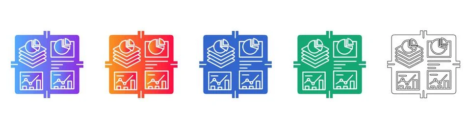 Business Data Report Analysis Icon Set Illustrazione stock
