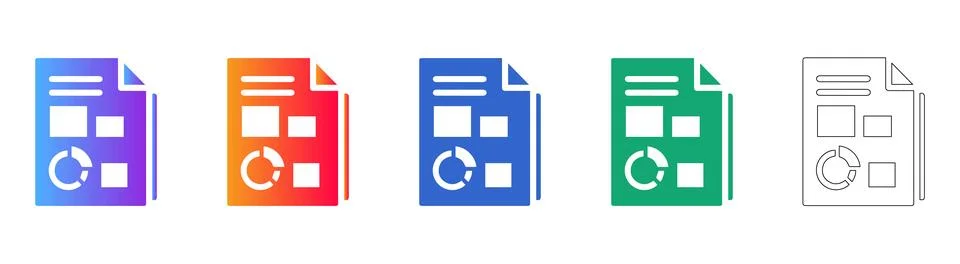 Business Data Report Document Icons Stock Illustration
