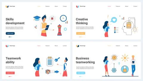 Business data report, finance analysis set, analyst work on enterprise Stock Illustration