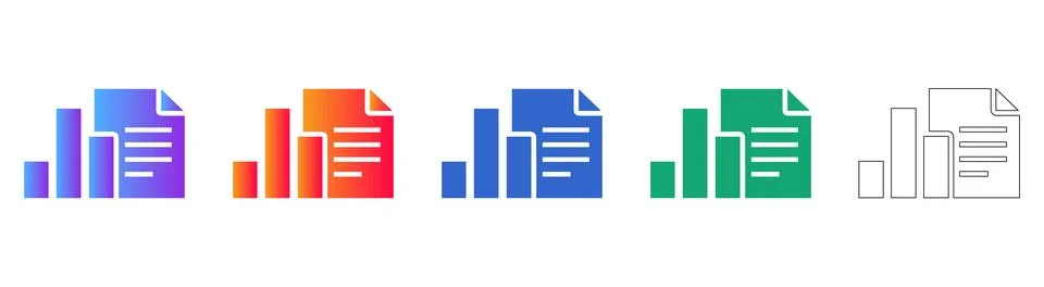 Business Data Reporting Icon Set Stock Illustration