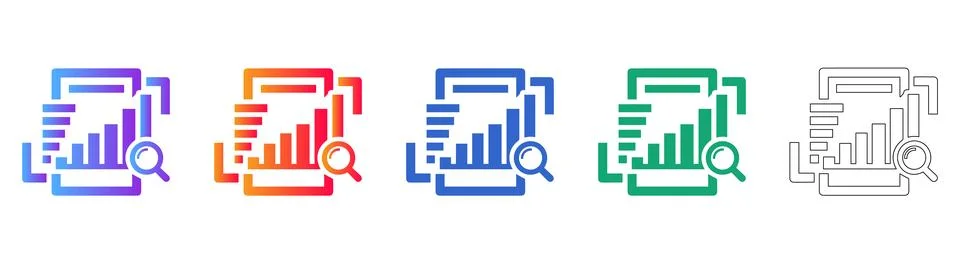 Business Data Search Icon Set Stock Illustration