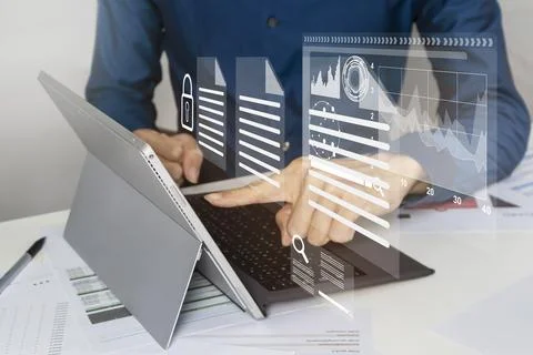 Business Data Security Concept ,Data Reporting and Business Security Auditing Stock Photos