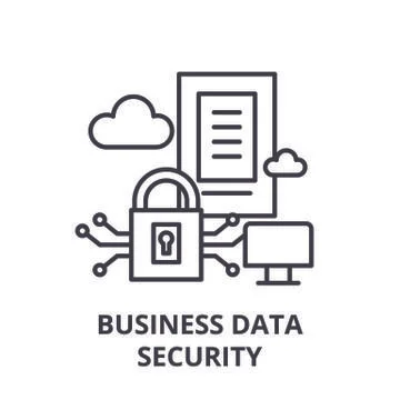 Business data security line icon concept. Business data security vector linear Stock Illustration