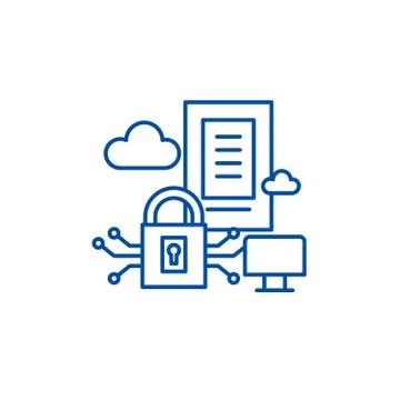 Business data security line icon concept. Business data security flat vector Illustrazione stock