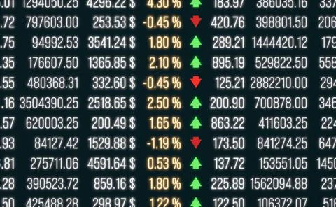  Business data, spreadsheet with trading information. Business data, sprea... Stock Photos