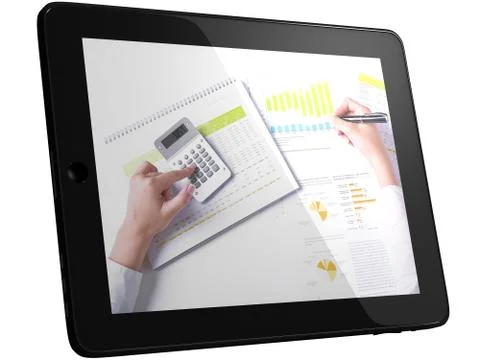 Business Data On Tablet Computer Stock Photos