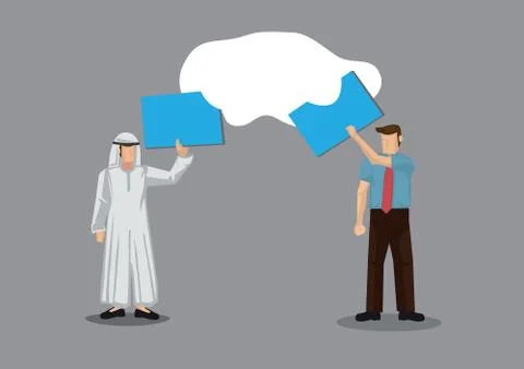 Business Data Transfer Using Cloud Technology Vector Illustraiton Stock Illustration