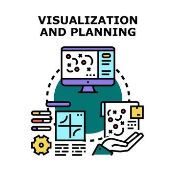 Business data visualization and strategic planning concept Illustrazione stock