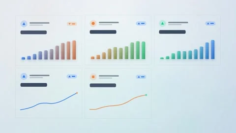 Business data visualization dashboard showing animated bar charts and line .. Stock Footage 348169681