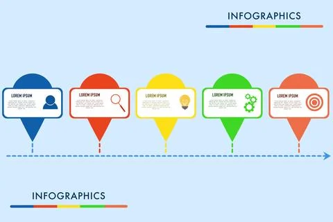 Business data visualization, infographic template with 5 steps 스톡 일러스트
