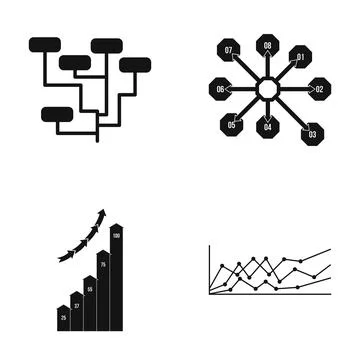 Business data visualization showing charts and diagrams Stock Illustration