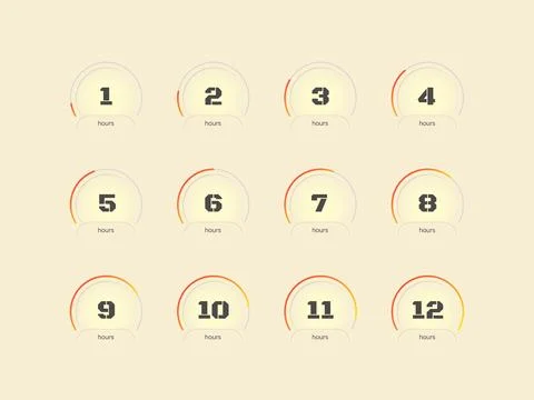 Business deadline circular countdown timer set Illustrazione stock