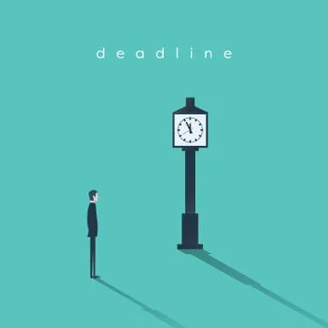 Business deadline concept vector background with a businessman and clock Stock Illustration