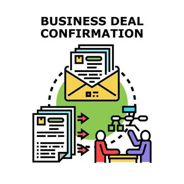 Business deal confirmation process workflow transaction Illustrazione stock