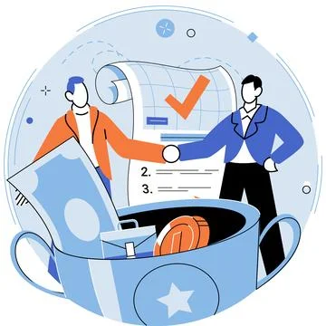 Business deal. Flat design elements create modern and simplistic visual style 库存插图