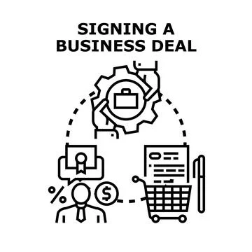Business deal signing process vector concept Stock Illustration
