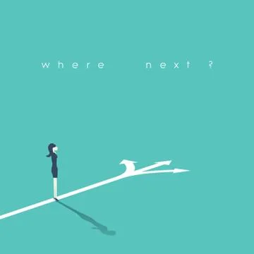 Business decision concept vector illustration. Businesswoman standing on the Stock Illustration