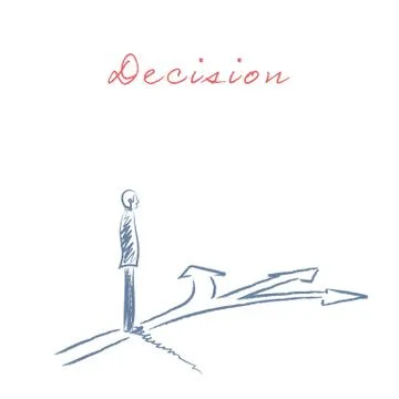 Business decision making concept in hand drawn sketch vector with businessman Stock Illustration