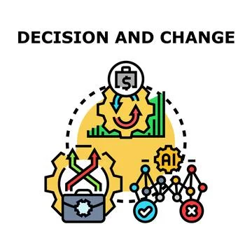 Business decision making process optimization and strategic change Stock Illustration