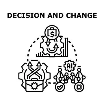 Business decision making process optimization and strategic change Stock Illustration