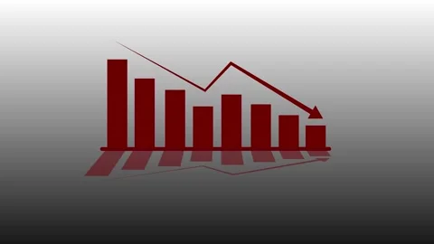 Business decline bar chart animation with falling line graph and shadow effects Video stock 342616744