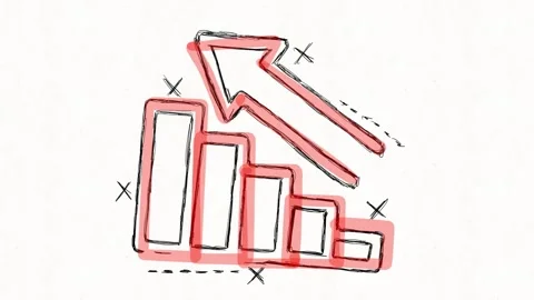 Business Decline Chart Hand Drawn Animation Stock Footage 341765746