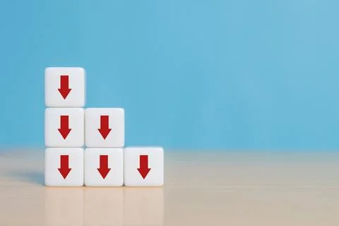 Business decline, performance decrease arrow drop down. Market loss concept.. Stock Photos