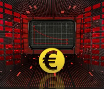 Business decrease or negative results of euro currency illustration Stock Illustration