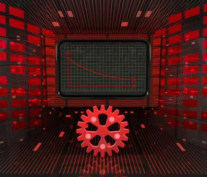 Business decrease or negative results of machinery industry illustration Stock Illustration