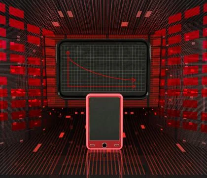 Business decrease or negative results of smart phone technology illustration Stock Illustration