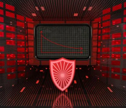 Business decrease or negative results in antiviral defence illustration Illustrazione stock