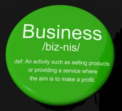 Business definition button showing commerce trade or company Иллюстрация