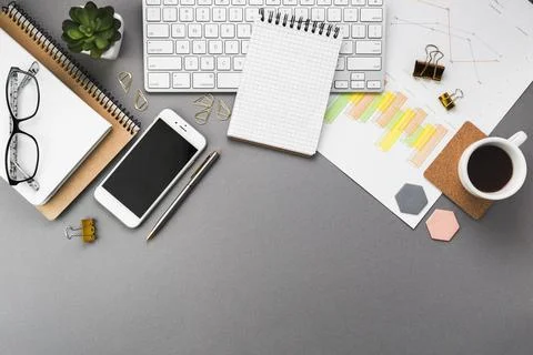 Business desktop with office elements Stock Photos
