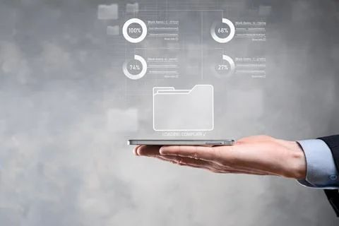 Business developer hand using board framework on virtual modern computer show 写真素材