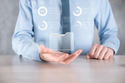Business developer hand using board framework on virtual modern computer show Stock Photos