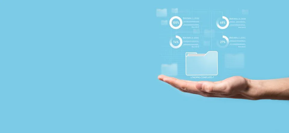 Business developer hand using board framework on virtual modern computer show Stock Photos