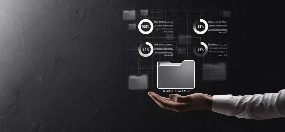 Business developer hand using board framework on virtual modern computer show Foto stock