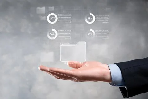 Business developer hand using board framework on virtual modern computer show Stock Photos