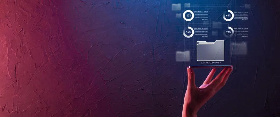 Business developer hand using board framework on virtual modern computer show 写真素材