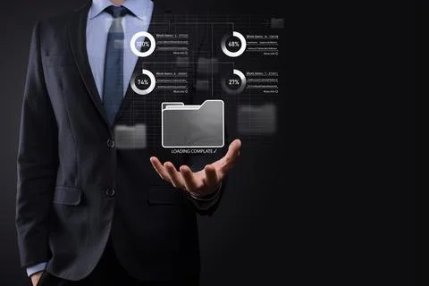 Business developer hand using board framework on virtual modern computer show 写真素材