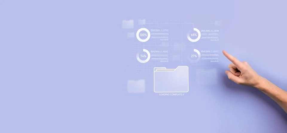 Business developer hand using board framework on virtual modern computer show Stock Photos