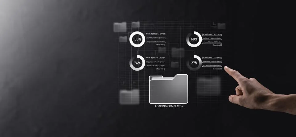 Business developer hand using board framework on virtual modern computer show Stock Photos