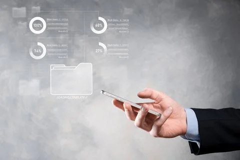 Business developer hand using board framework on virtual modern computer show Foto stock