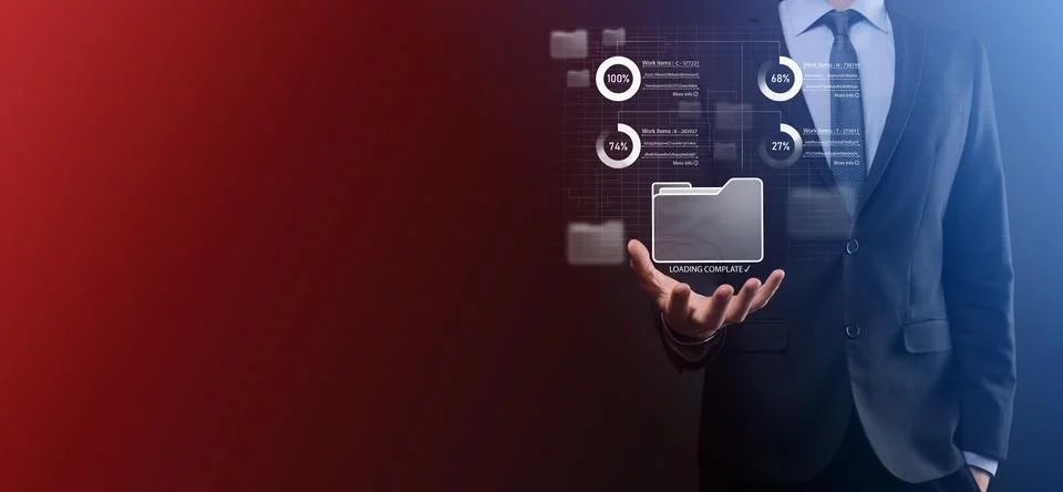 Business developer hand using board framework on virtual modern computer show Stock Photos