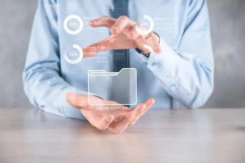 Business developer hand using board framework on virtual modern computer show Foto stock